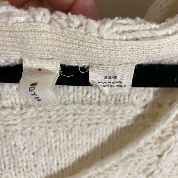 Moth Anthropologie Women’s Size XS Hooded Knit Poncho Sweater Cream Ombre Pink - Picture 6 of 7